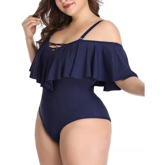Ruffled plus size slimming one piece bikini - Picture 8 of 11